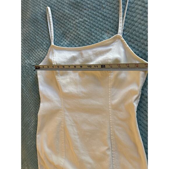 H&M White Denim Mini Dress Bachelorette Bridal Wedding Women's Large Tank Top - Picture 7 of 10